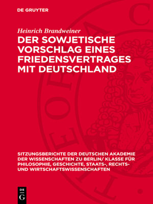 cover image of Der sowjetische Vorschlag eines Friedensvertrages mit Deutschland